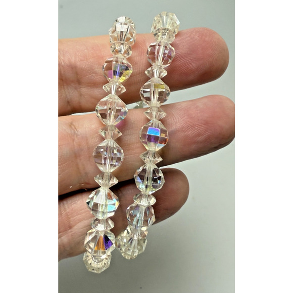 Vintage Clear AB Austrian Crystal Necklace & Bracelet Graduated Bicone Diamond - Picture 6 of 7